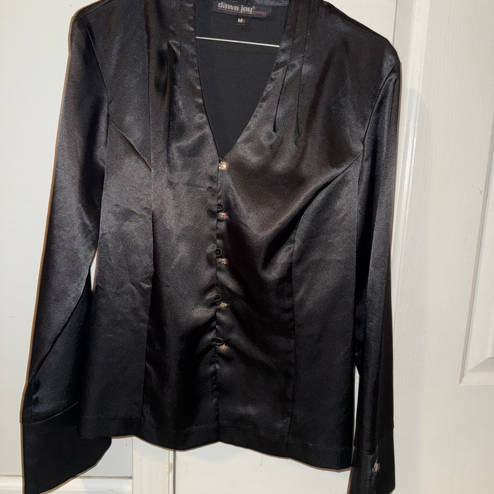 Elegant Black Satin Blouse